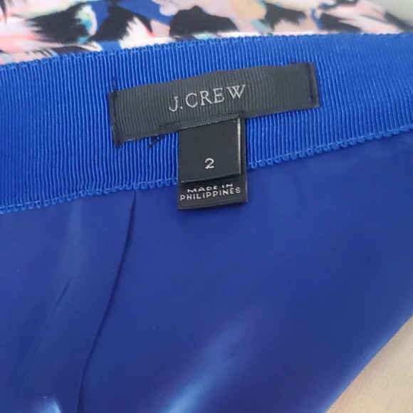 Sz2 J.Crew Blue Floral A-Line Knee Length Skirt - Picture 5 of 6